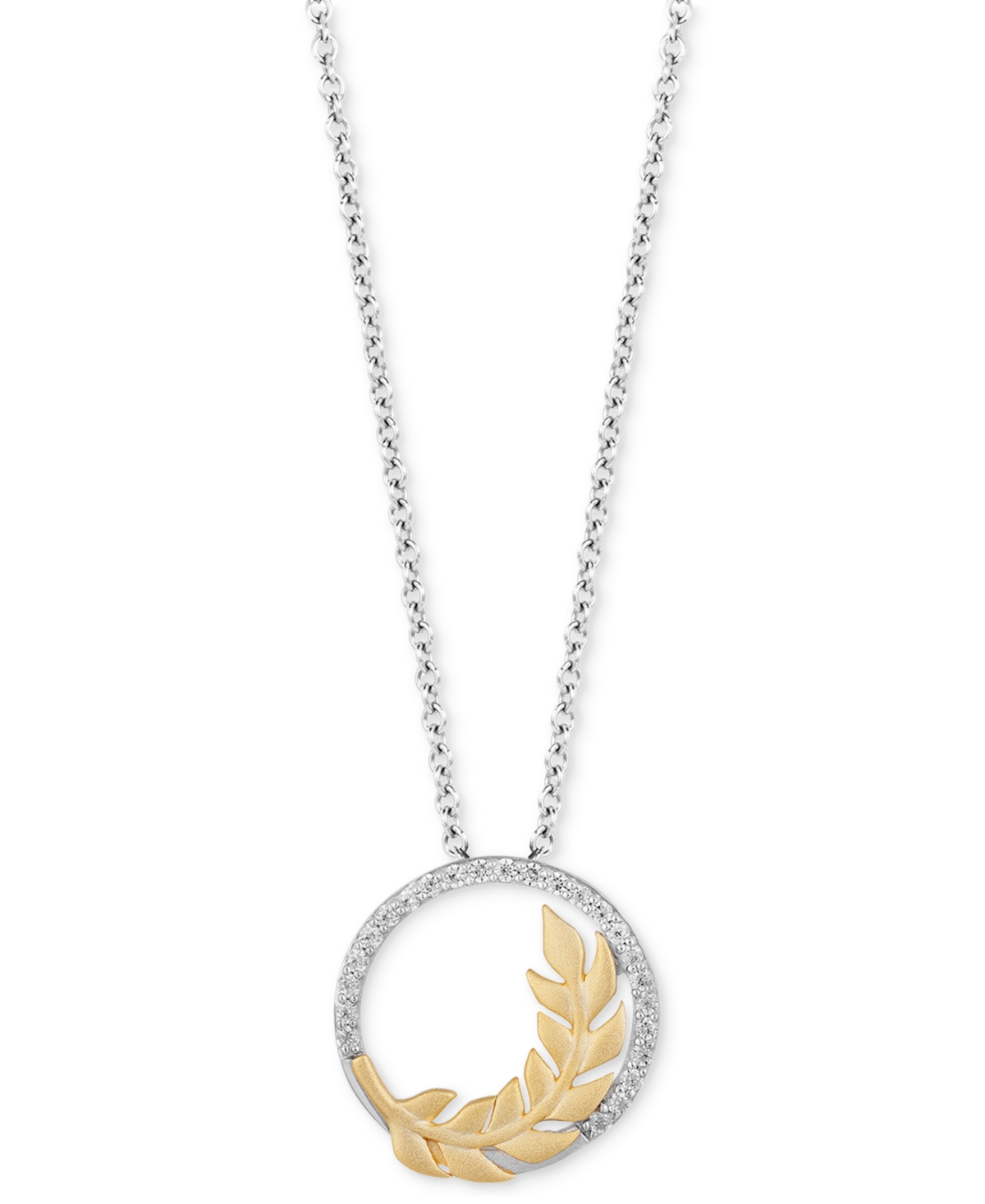 Enchanted Disney Fine Jewelry Diamond Vine In Circle Anna Pendant Necklace (1/6 Ct. T.w.) In Sterling Silver & 10k Gold, 16" + 2" In Two Tone
