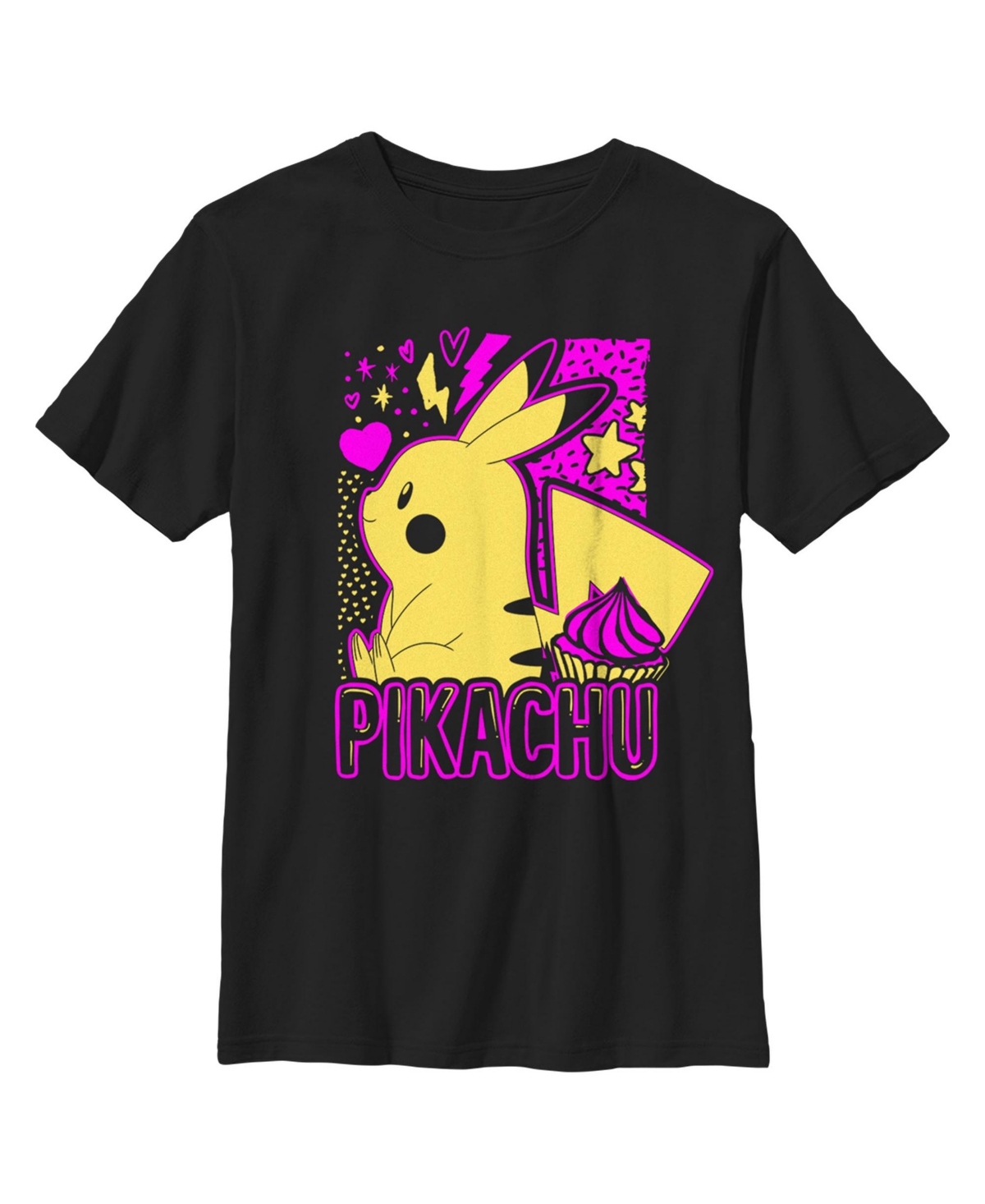 Nintendo Boy's Pokemon Pikachu Sweet Cupcake Neon Child T-shirt In Black
