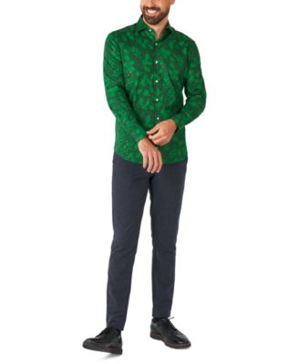 Men's Bright Berry Shirt - Perfect For Christmas - Xmas Parties - Including 1 Button-Up Shirt - Green - Long sleeve