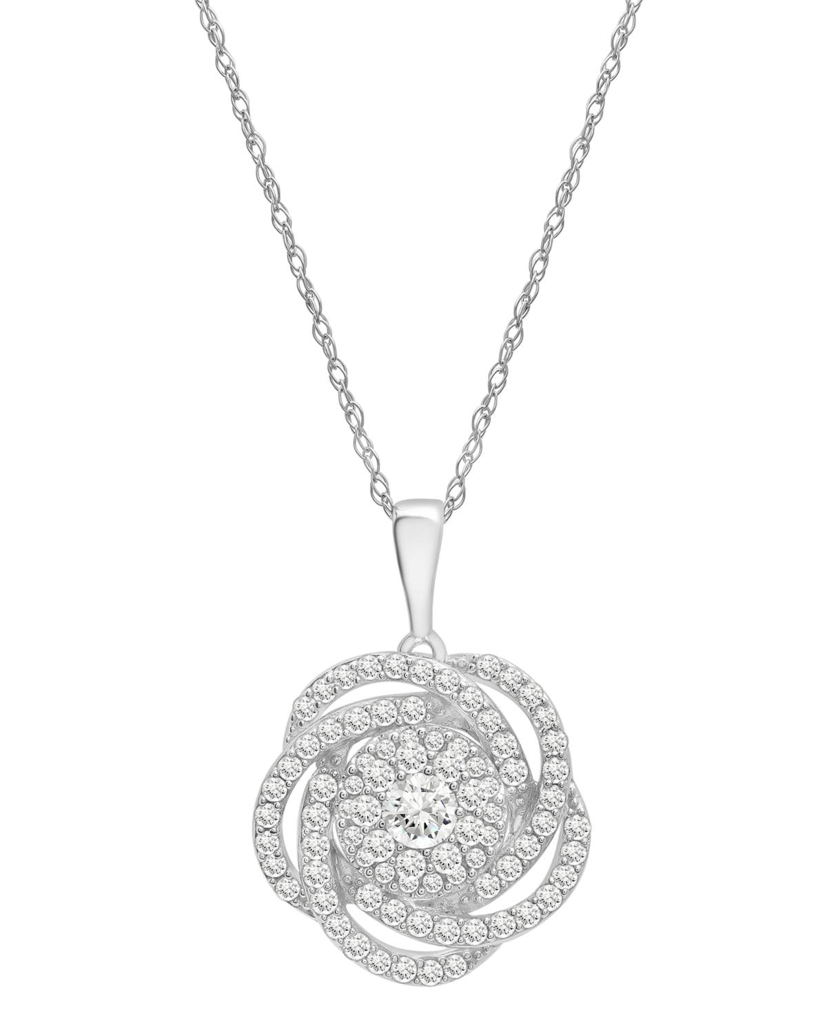 Diamond Knot Pendant Necklace in 14k White Gold (1 ct. t.w.), Created for Macy's - White Gold