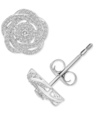14k White Gold Diamond Pave Knot Earrings (1 ct. t.w.), Created for Macy's 
