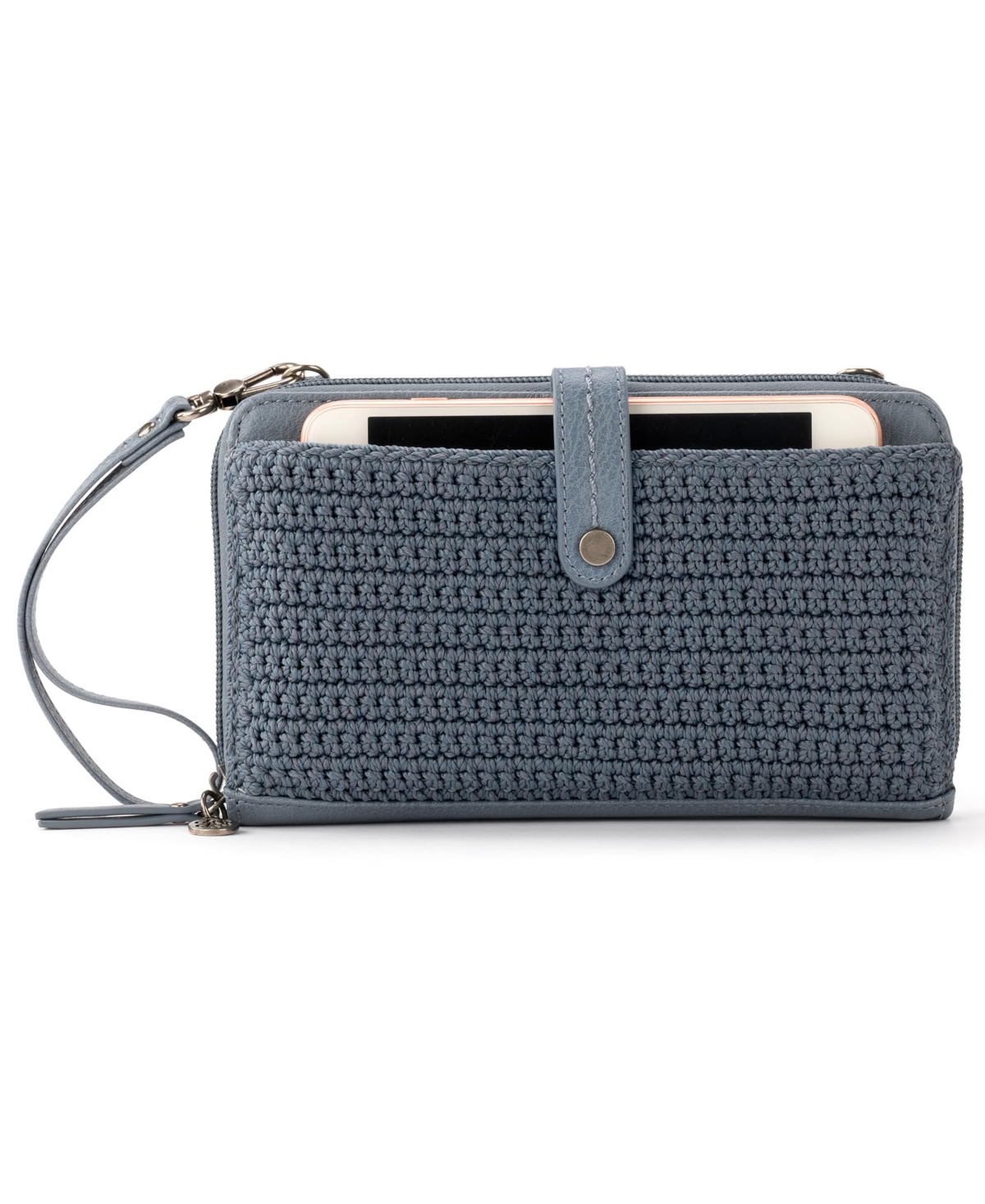 Iris Crochet Leather Smartphone Convertible Crossbody Wallet - Maritime
