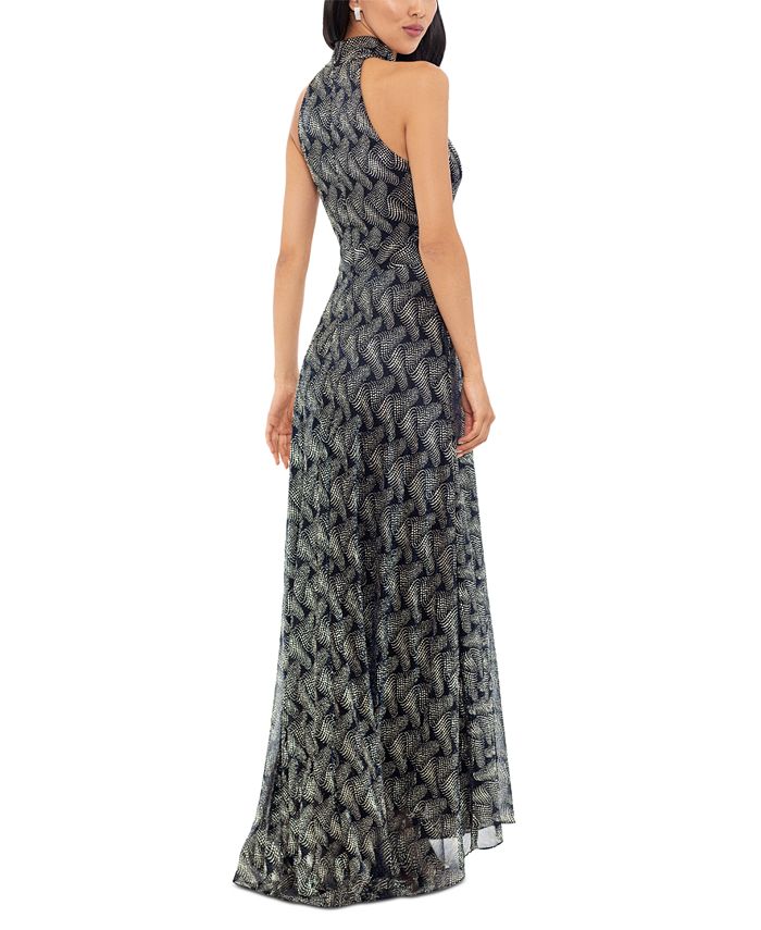 Betsy & Adam Vestido Largo Trenzado Halter Con Lazo En La Espalda Para Mujer, Jade