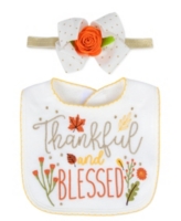 Baby Essentials Baby Girls Thanksgiving Bib and Headband Set - Multi