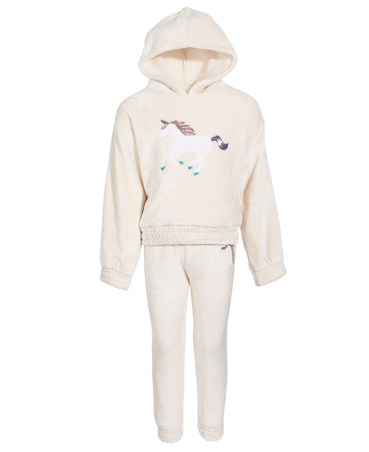 Colette Lilly Kids' Little Girls Cozy Pullover Hoodie & Jogger Pants Set In Beige