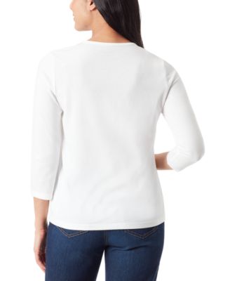 Gloria Vanderbilt Swan Series Women's Plus Amanda Shirt with Embellished Collar, Sizes 0X-4X