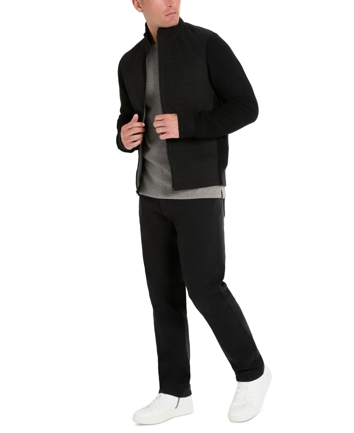 Kenneth Cole Men's Quilted Zip-Front Sweater Jacket
