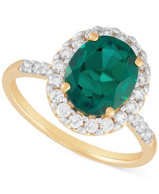 Grown With Love - Lab Grown Emerald (2-5/8 ct. t.w.) & Lab Grown Diamond (1/2 ct. t.w.) Oval Halo Ring in 14k White Gold
