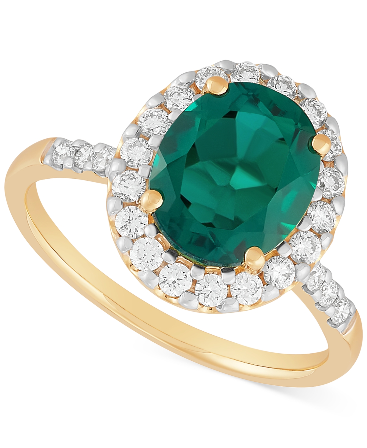 Lab Grown Emerald (2-5/8 ct. t.w.) & Lab Grown Diamond (1/2 ct. t.w.) Oval Halo Ring in 14k Gold - Emerald