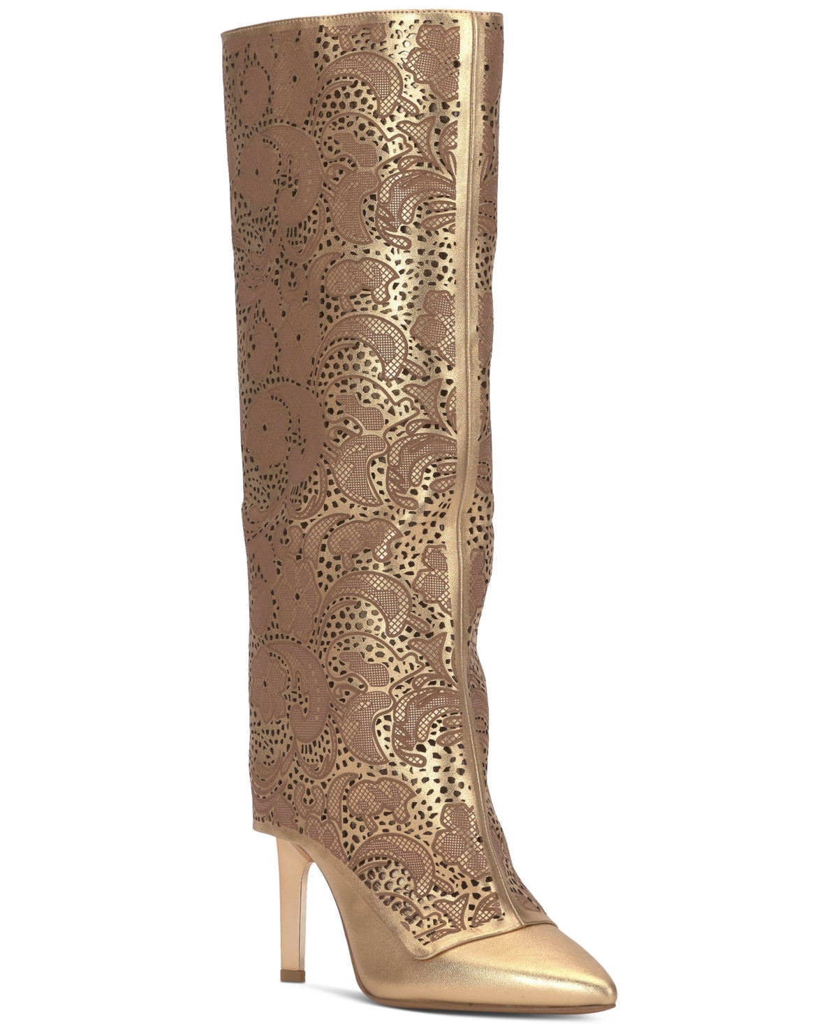 Shop Jessica Simpson Women's Brykia Cuffed Pointed-toe Boots In Gold