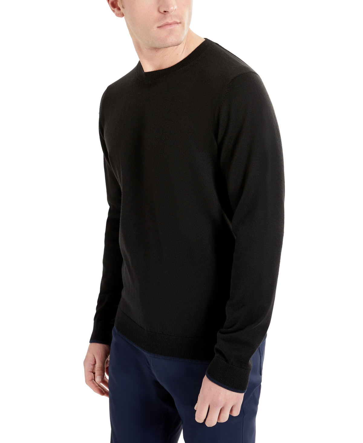 Kenneth Cole Men's Slim Fit Lightweight Crewneck Pullover Sweater In Black