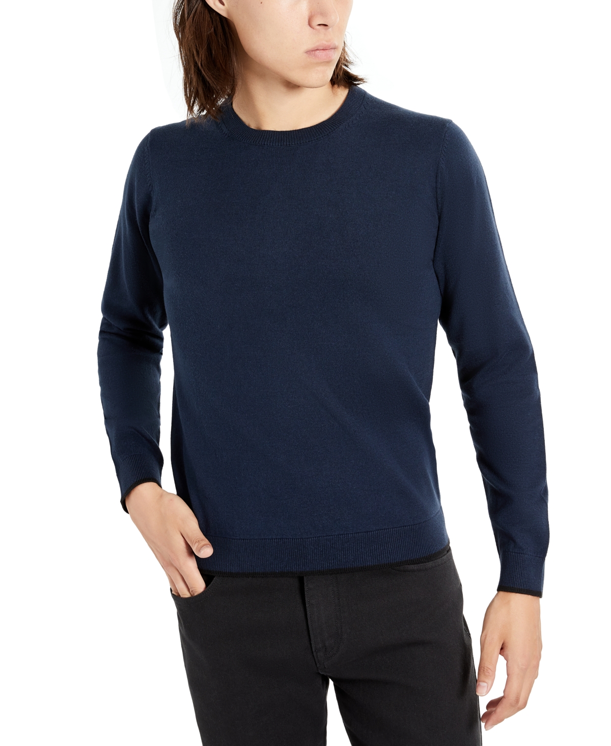 Kenneth Cole Men's Slim Fit Lightweight Crewneck Pullover Sweater In Navy