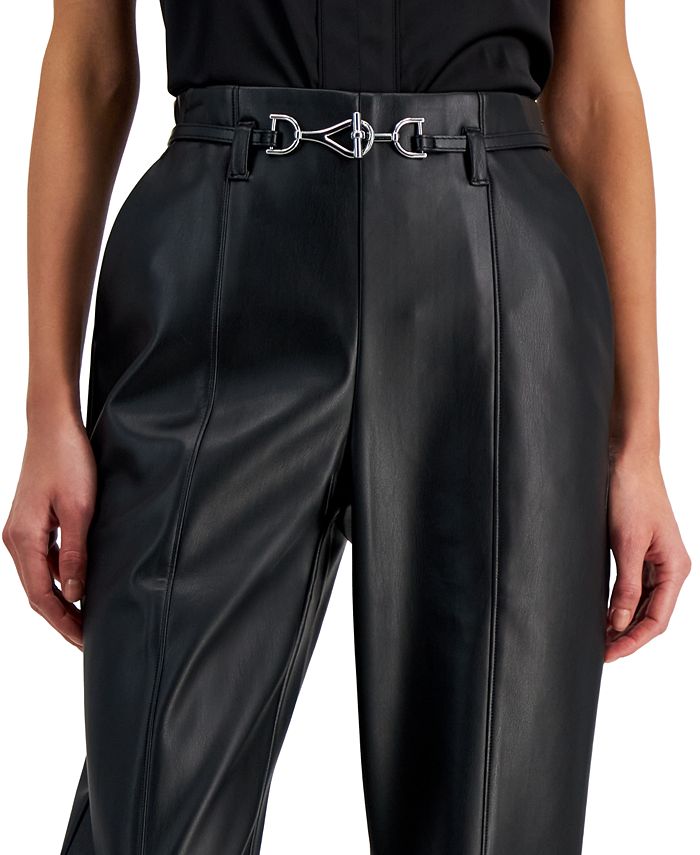 I.N.C. International Concepts Women's High-Rise Belted Faux-Leather ...