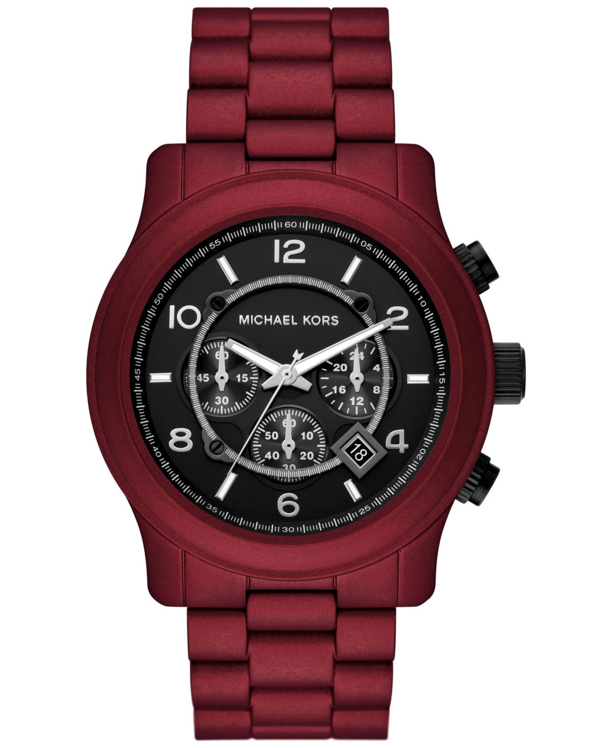 Michael Kors Men's Runway Chronograph Red Matte Coated Stainless Steel Bracelet Watch 45mm