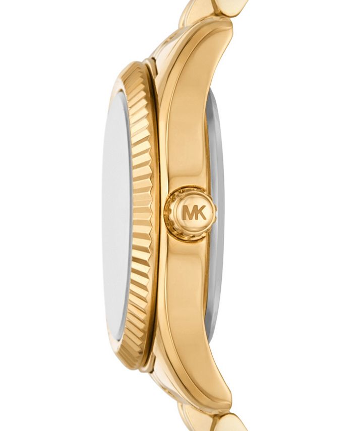 Michael Kors Women's Lexington Three-Hand Gold-Tone Stainless Steel ...