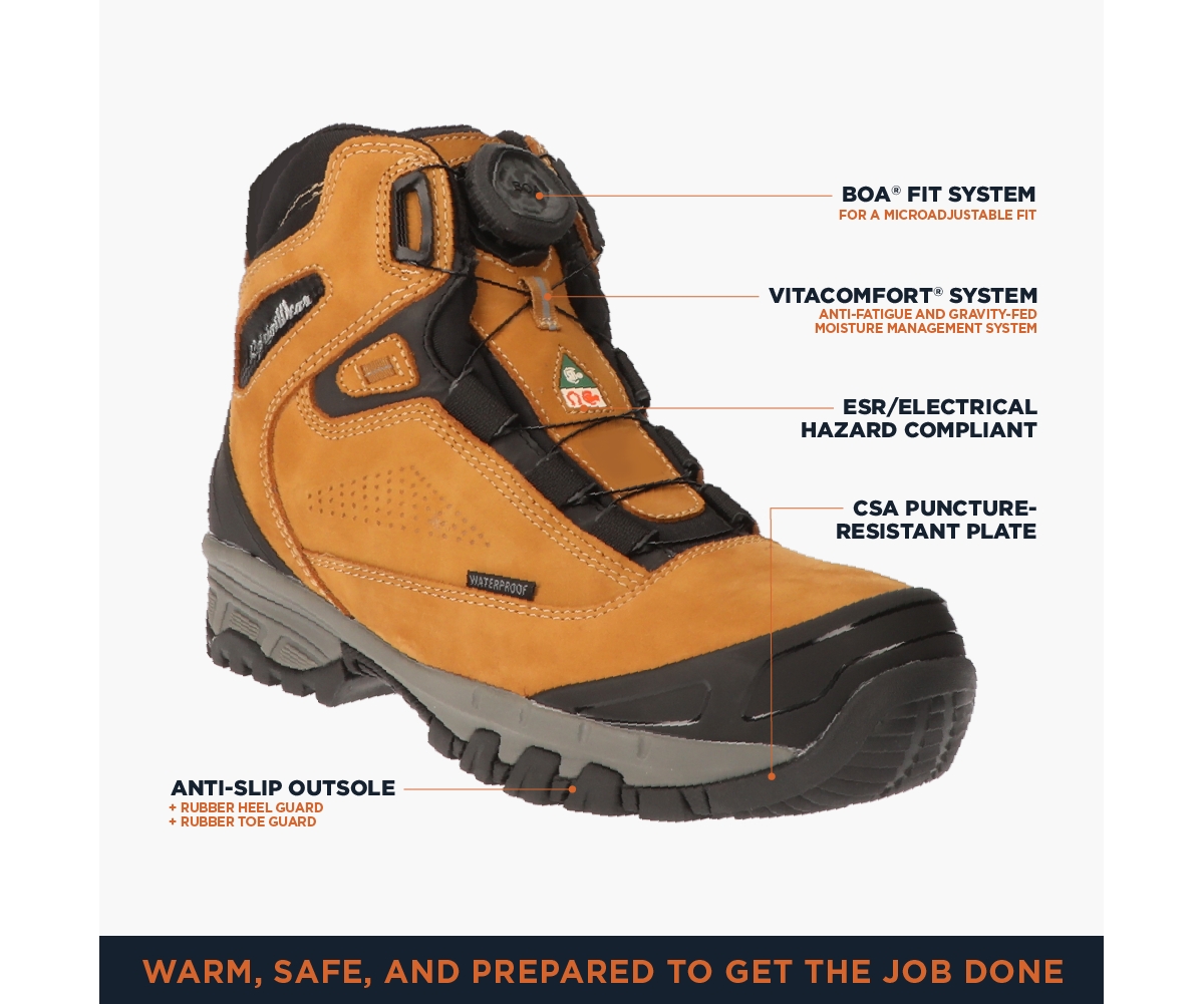 RefrigiWear Men's 54Leather Insulated Waterproof Hiker Boots - Gold
