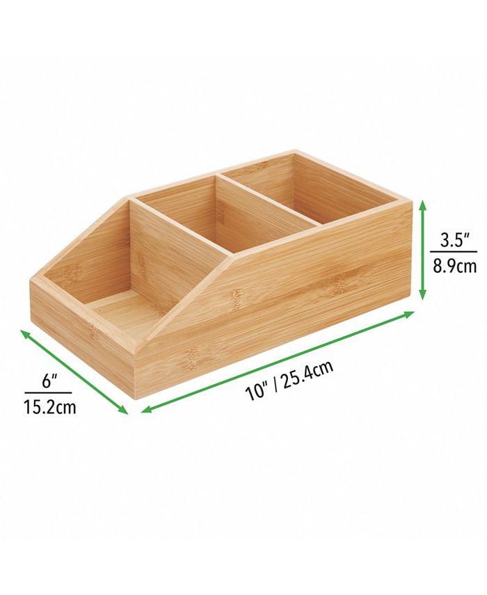 mDesign Bamboo Wood Kitchen Pantry Food Storage Divided Bin - Natural ...