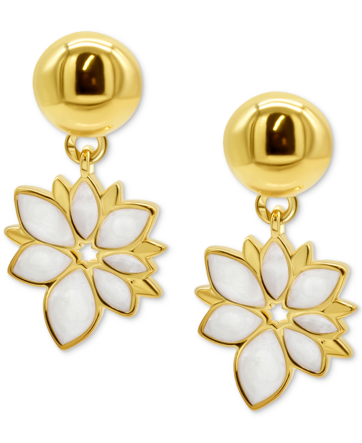 14k Gold-Plated Mother-of-Pearl Flower Drop Earrings - Gold
