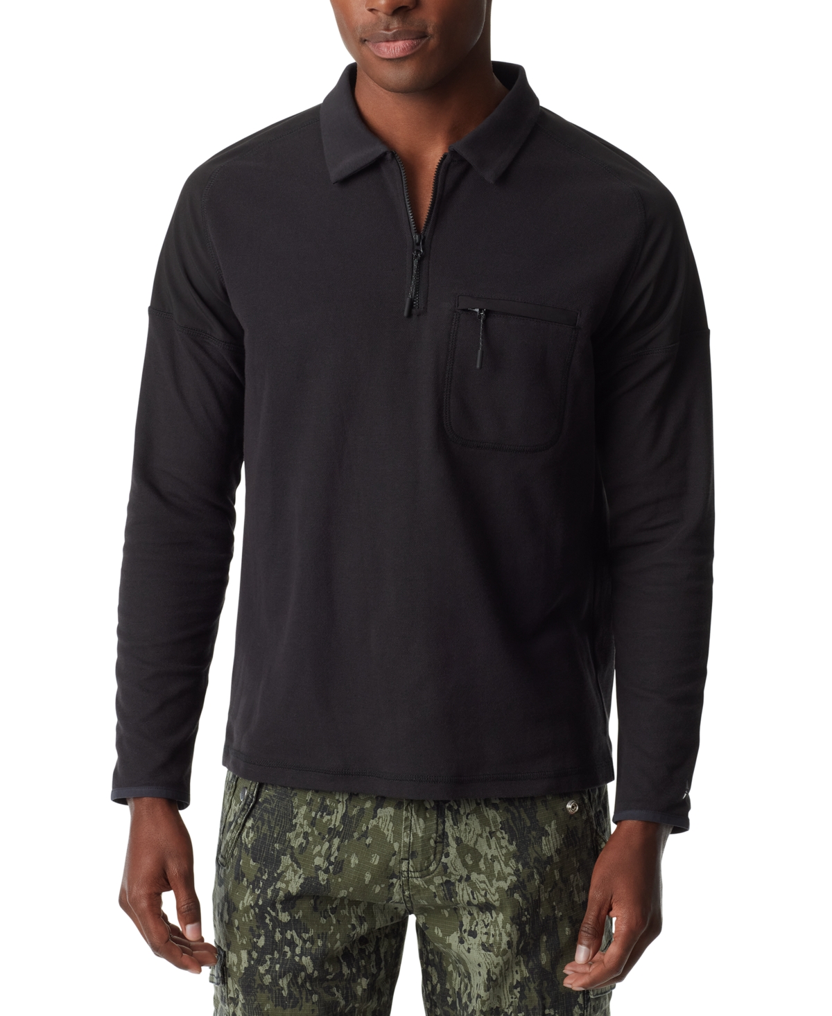 Men's Long-Sleeve Pique Polo Shirt - Tawny Port