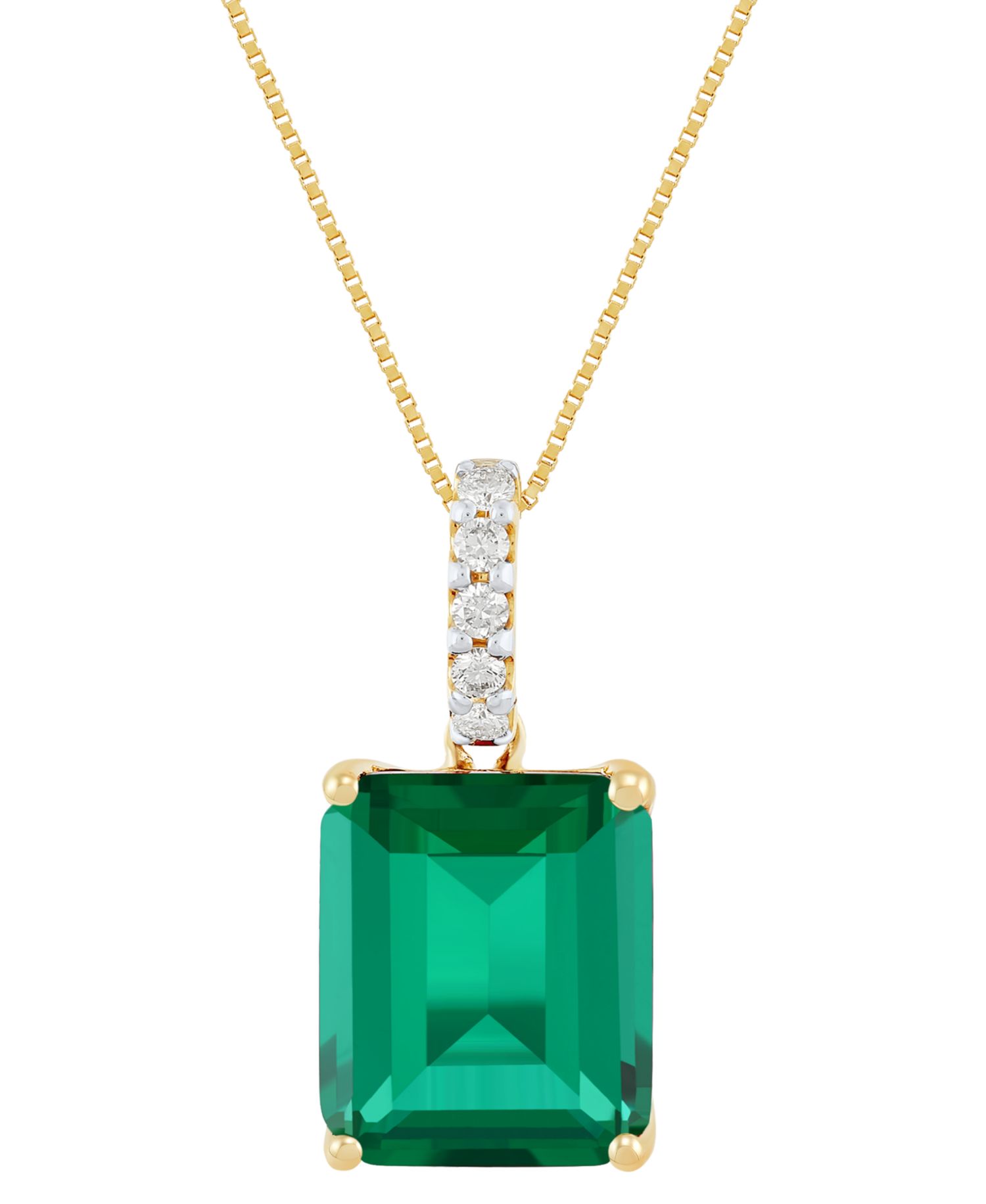 Lab Grown Sapphire (8-1/10 ct. t.w.) & Lab Grown Diamond 18" Pendant Necklace in 14k White Gold (Also in Ruby & Emerald)
