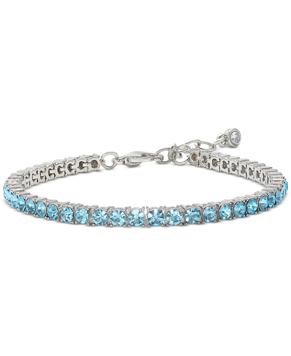 On 34th Silver-tone Flex Tennis Bracelet, 7" + 1" Extender, Created For Macy's In Topaz Blue