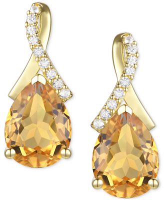 Amethyst (1-7/8 ct. t.w.) & Lab-Grown White Sapphire (1/10 ct. t.w.) Pear Swirl Stud Earrings in 14k Gold-Plated Sterling Silver (Also in Additional Gemstones)