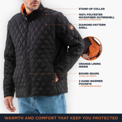 Men's Lightweight Diamond Quilted Jacket Versatile Fall Jacket, Warm Layered Outerwear