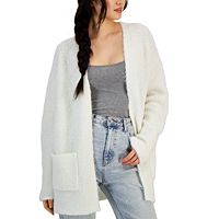 Hooked Up By Iot Juniors Boucle Open-front Long Cardigan (2 Colors)