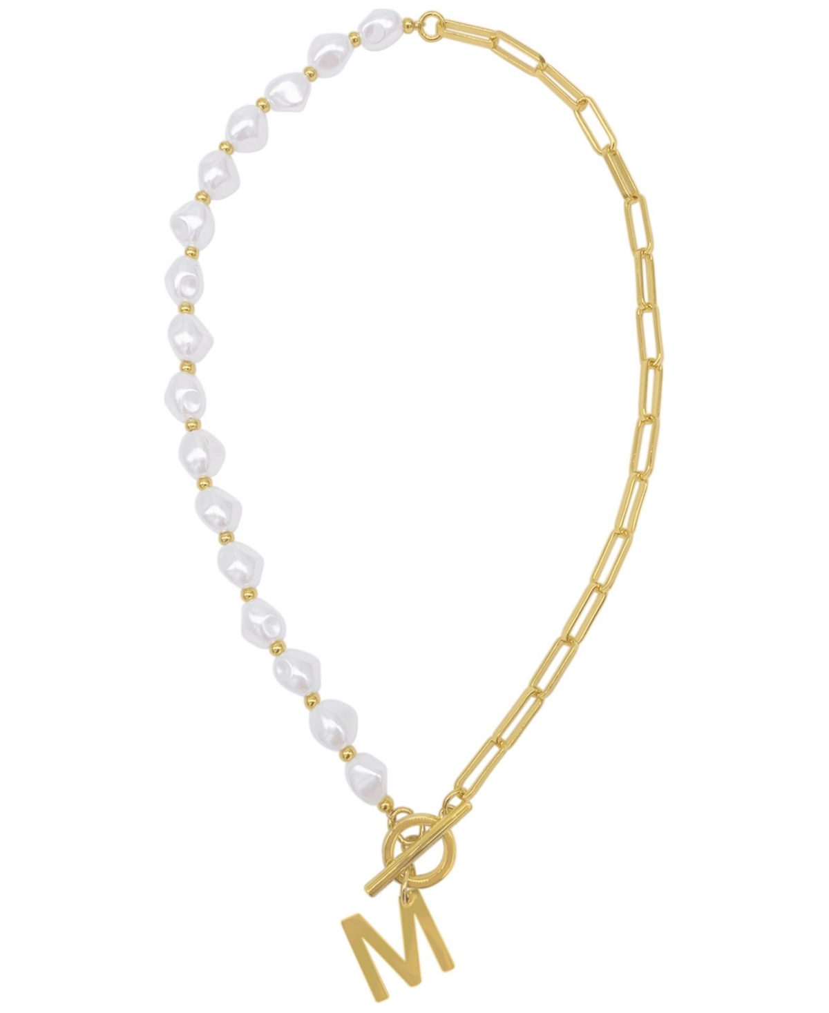 Adornia 14k Gold-Plated Paperclip Chain & Mother-of-Pearl Initial A Pendant Necklace