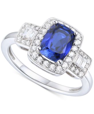 Lab-Grown Emerald (1 ct. t.w.) & Lab-Grown White Sapphire (1/2 ct. t.w.) Halo Statement Ring in 14k Gold-Plated Sterling Silver (Also in Additional Gemstones)