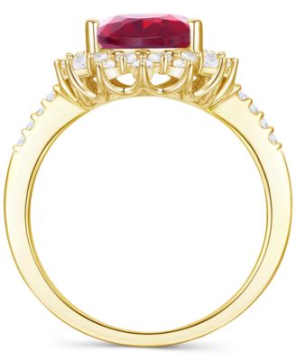 Lab-Grown Opal (7/8 ct. t.w.) & Lab-Grown White Sapphire (5/8 ct. t.w.) Halo Ring in 14k Rose Gold-Plated Sterling Silver (Also in Lab-Grown Ruby & Lab-Grown Blue Sapphire)