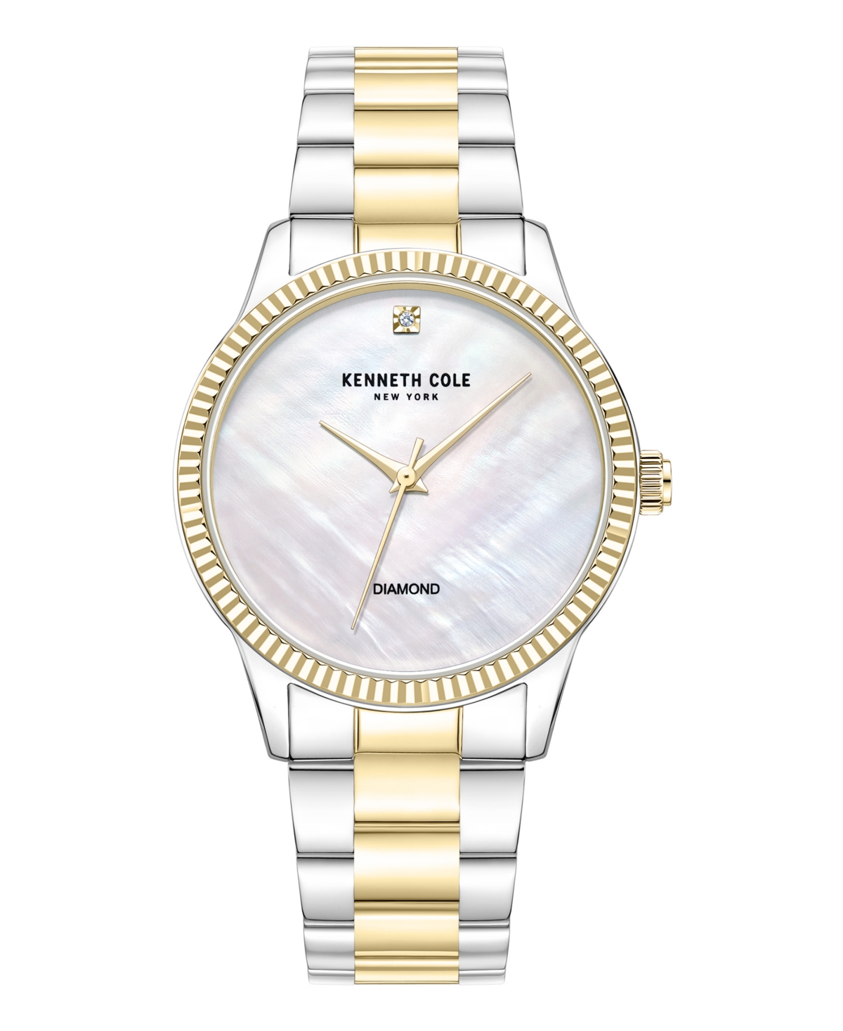 Kenneth Cole New York Dress Diamond Accent Dial Two-tone, Silver-tone, Gold-tone Yellow Stainless Steel Watch 36mm In Two Tone Silver,gold Yellow