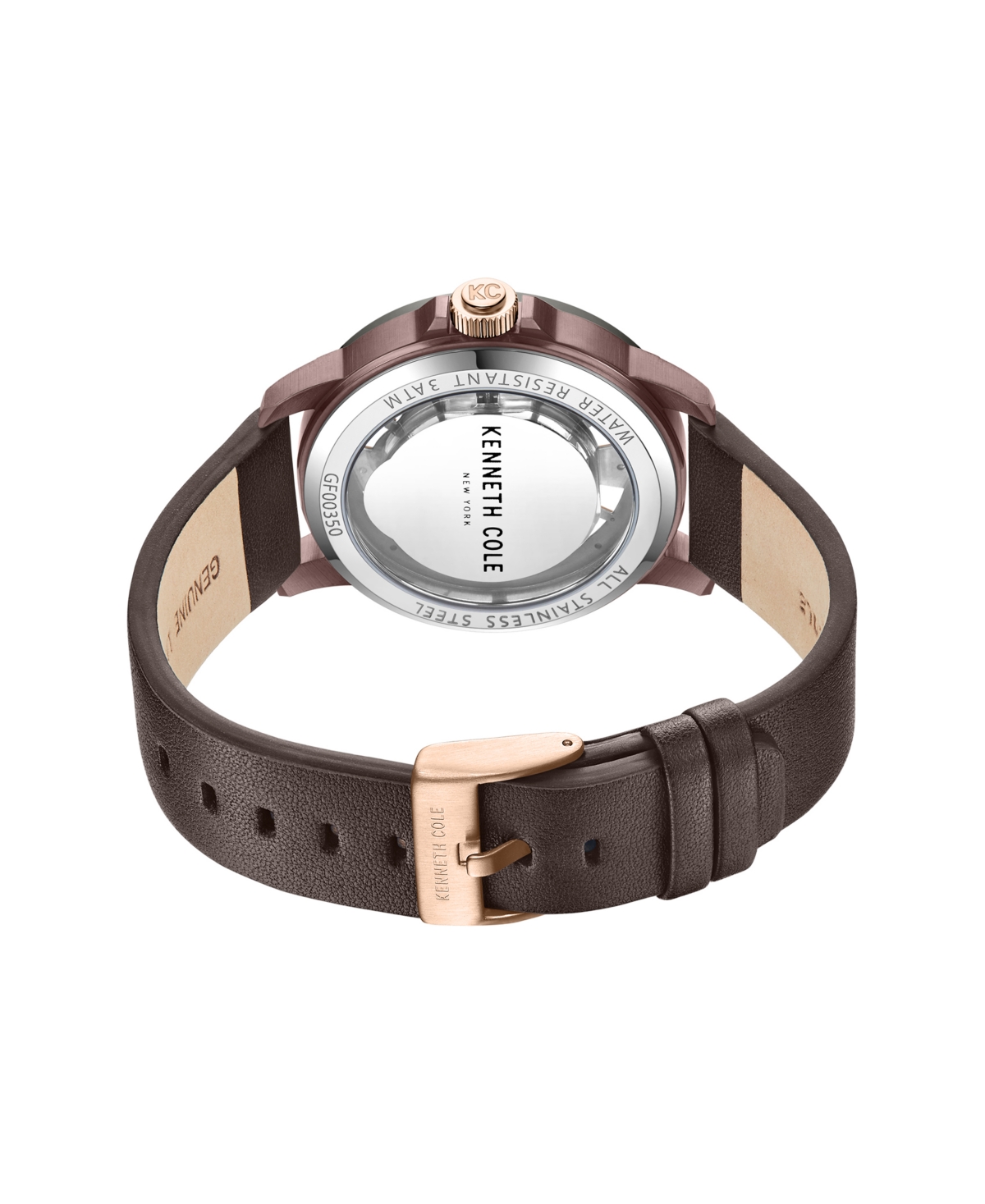 Shop Kenneth Cole New York Men's Transparency Brown Genuine Leather Watch 44mm