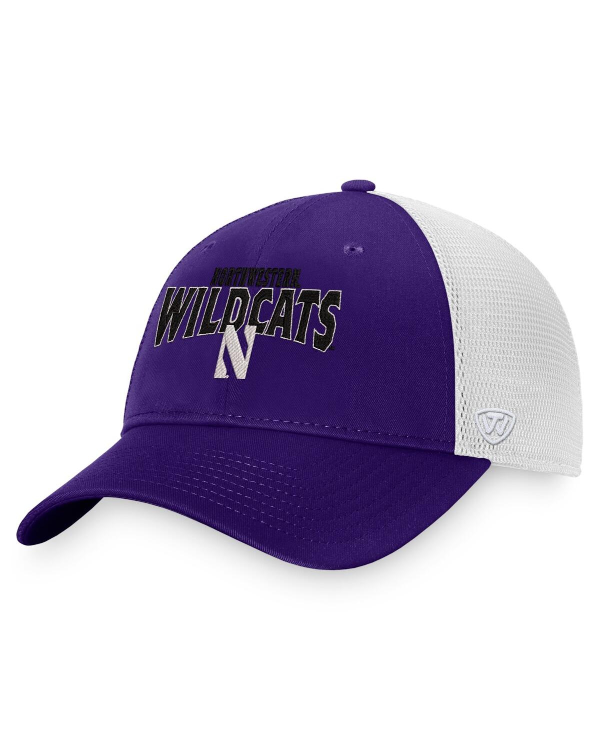 Shop Top Of The World Men's  Purple, White Northwestern Wildcats Breakout Trucker Snapback Hat