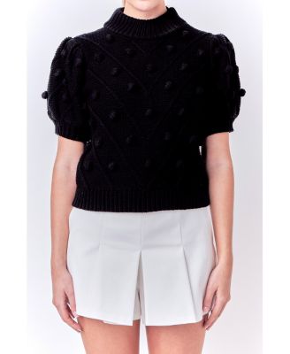 Women's Pom Pom Puff Sleeve Sweater