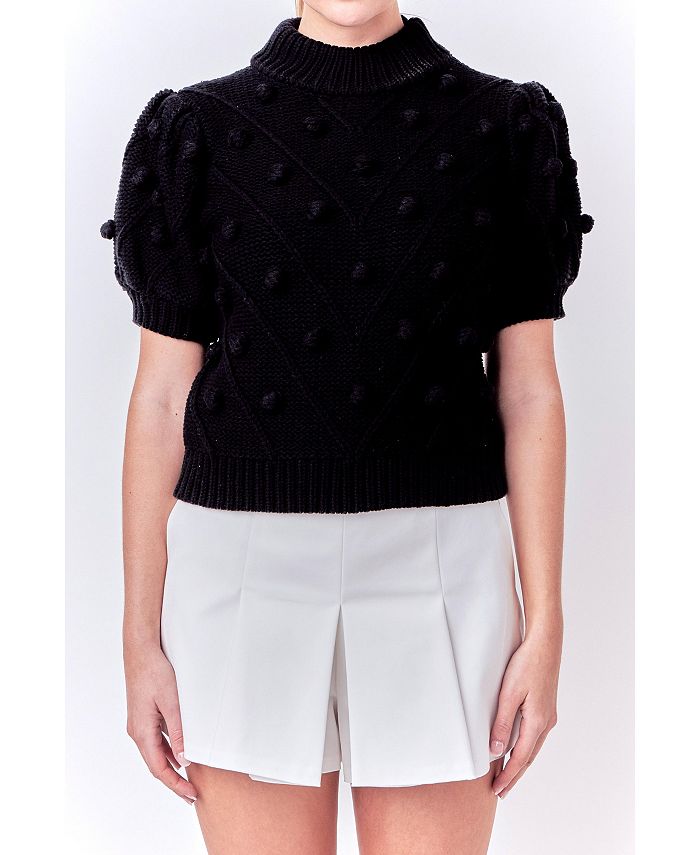English Factory Women s Pom Pom Puff Sleeve Sweater Macy s