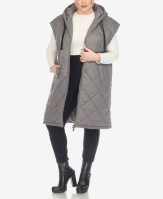 Plus Size Diamond Quilted Hooded Puffer Vest