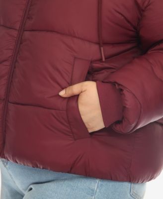 Plus Size Hooded Bomber Puffer Coat