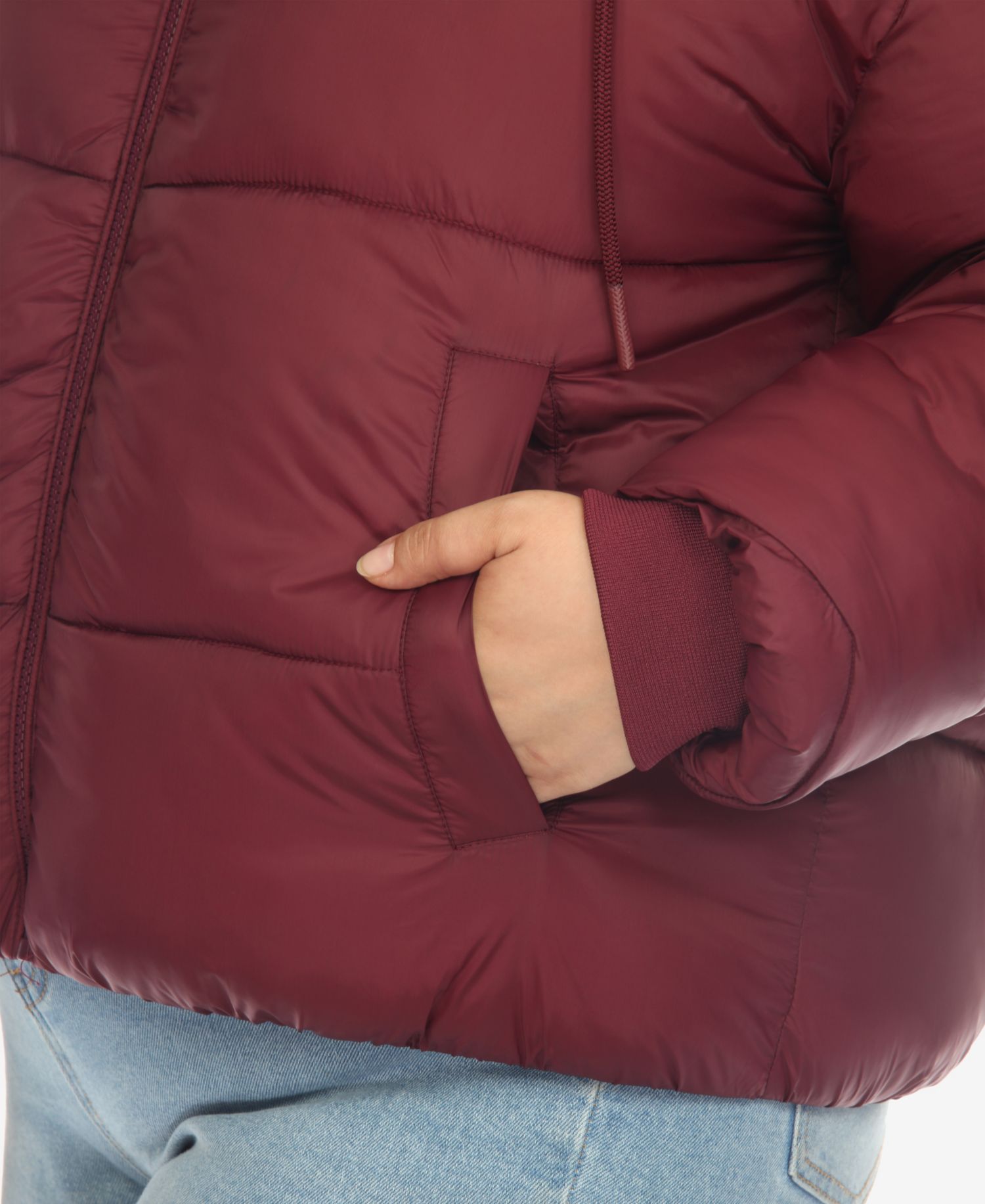 Plus Size Hooded Bomber Puffer Coat