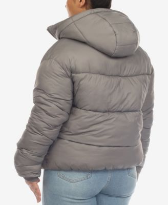 Plus Size Hooded Bomber Puffer Coat