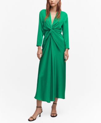 mango green wrap dress One-side Tail Green Dress – ALBINA DYLA