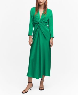 MANGO Women's Knot Detail Satin Dress - Macy's