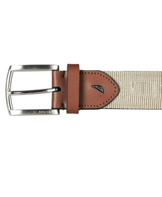 Men's Leather Tab Signature Webbing Logo Belt