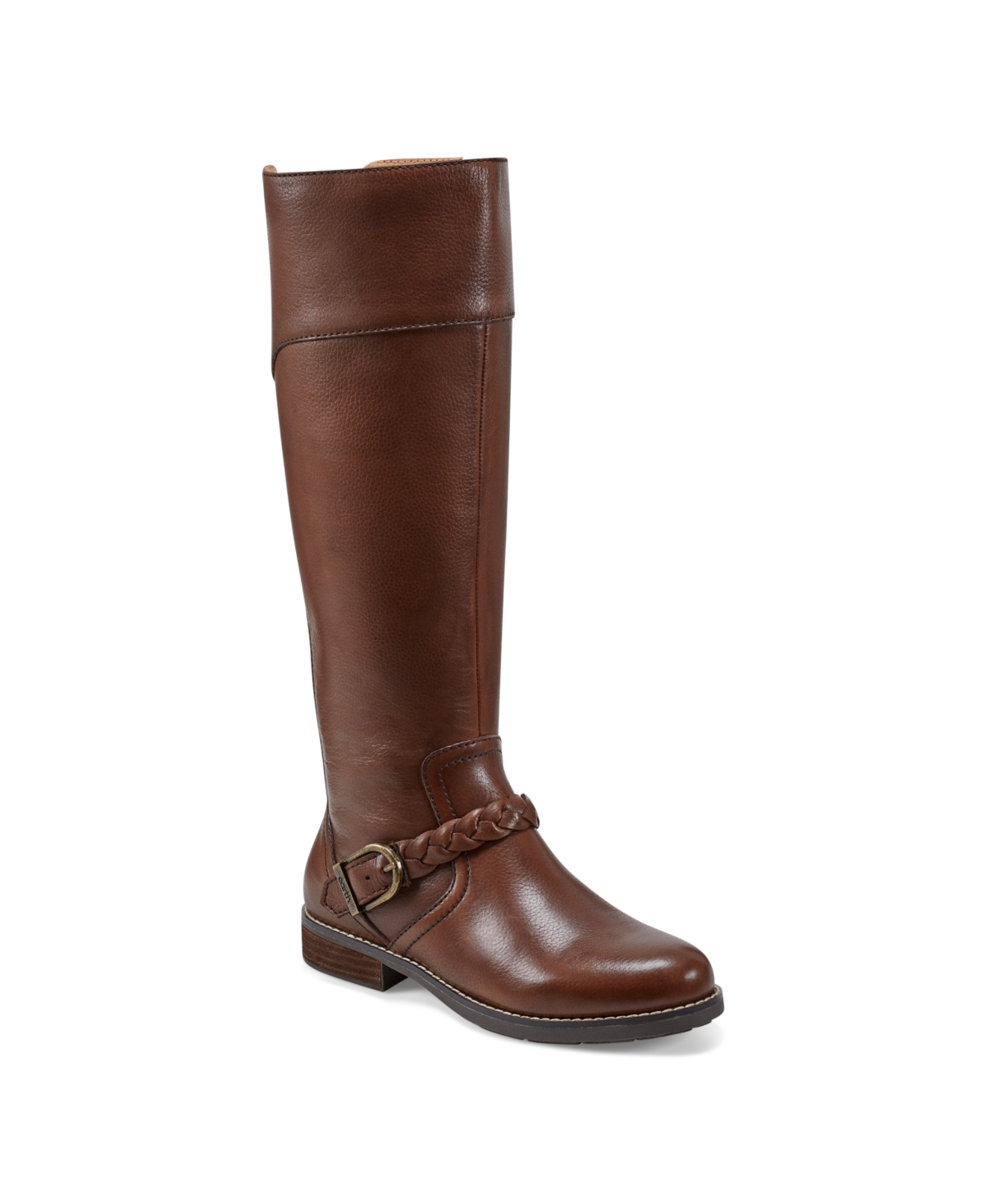 Earth Women's Mira Round Toe High Shaft Casual Regular Calf Boots - Medium Brown Leather