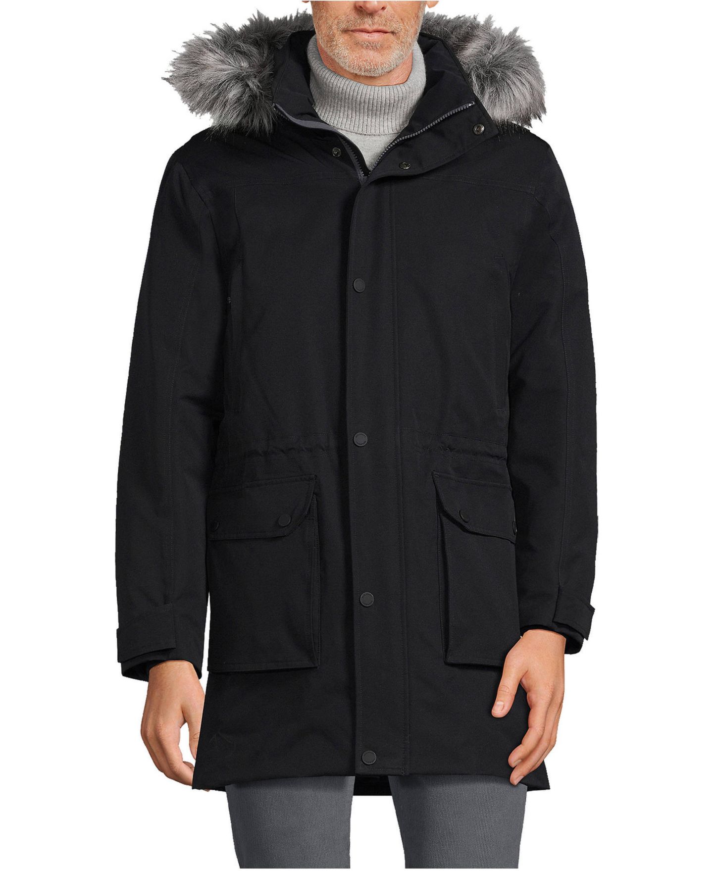 Мужская куртка Lands' End Big & Tall Expedition Waterproof Down Parka, цвет: Чёрный — фото 1