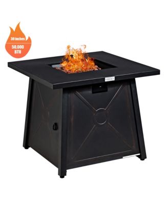 30'' Square Propane Gas Fire Pit Table 50,000 BTU W/ Waterproof Cover