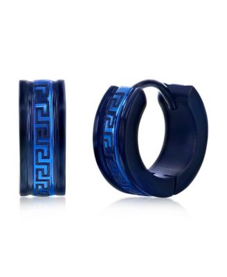 Stainless Steel 13mm Greek Key Hoop Earrings