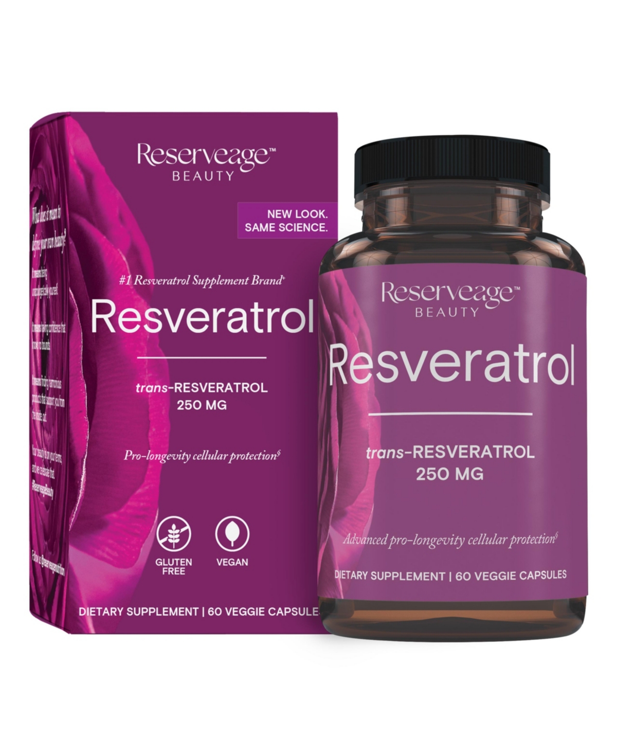 Resveratrol 250 mg, Antioxidant Supplement for Heart and Cellular Health, Supports Healthy Aging, Paleo, Keto, 60 Capsules