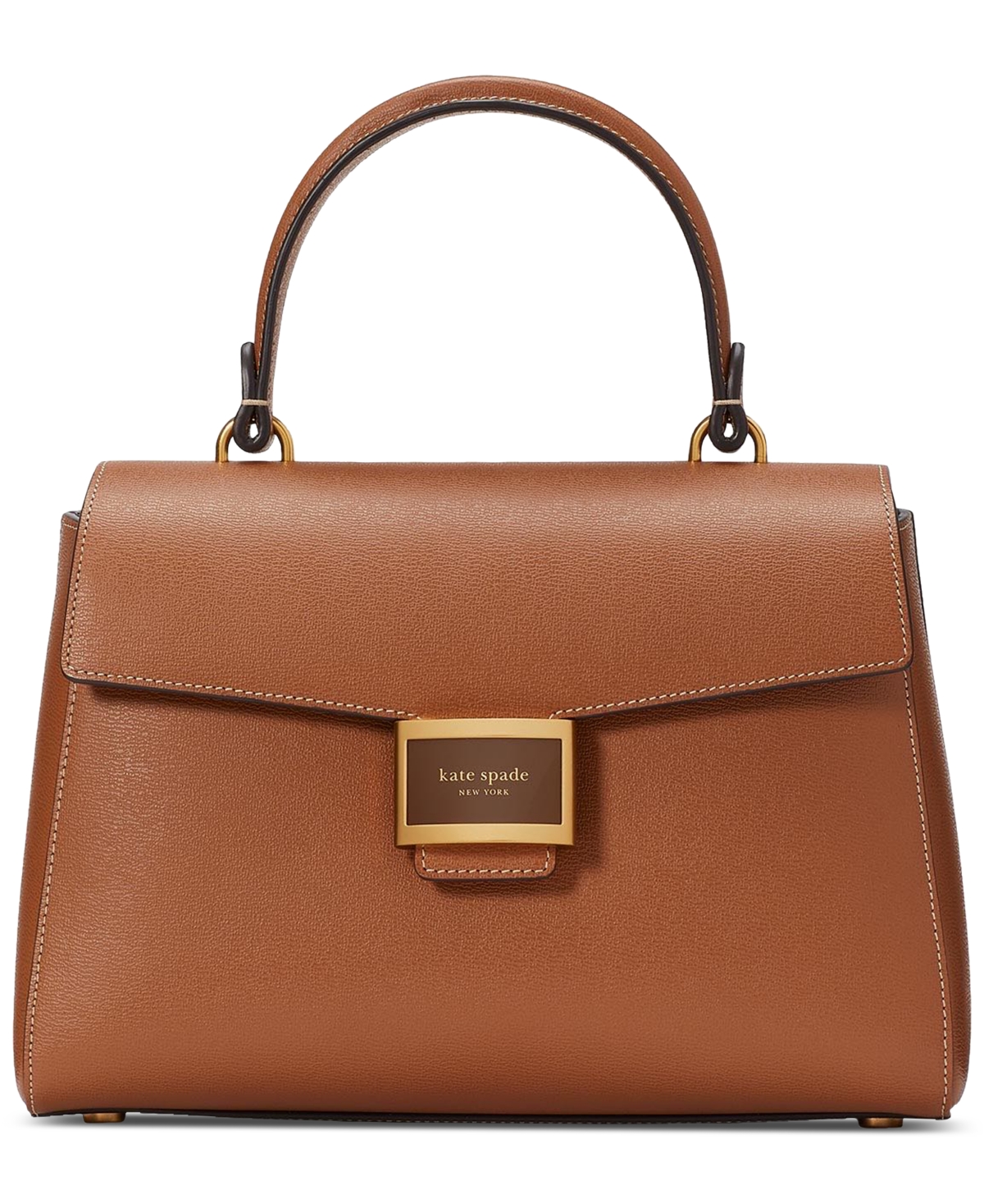 Kate Spade New York Katy Textured Leather Small Top Handle Handbag In Allspice Cake