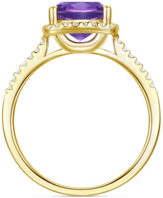 Ruby (2-1/2 ct. t.w.) & Lab-Grown White Sapphire (1/4 ct. t.w.) Halo Ring in 14k Gold-Plated Sterling Silver (Also in Additional Gemstones)